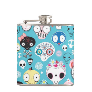 Texture laughing skull hip flask