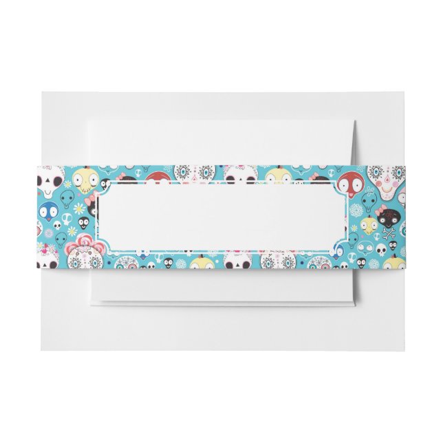 Texture laughing skull invitation belly band (Front Example)