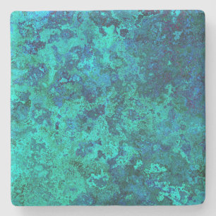 Texture marble stone blue and turquoise natural coaster