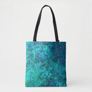 Texture marble stone look blue turquoise teal tote bag