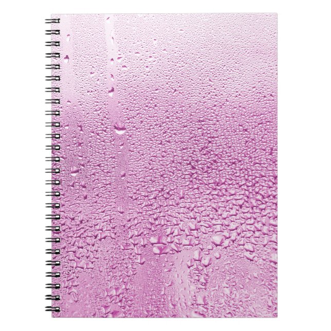 Texture of a drop of rain on a glass wet transpare notebook (Front)