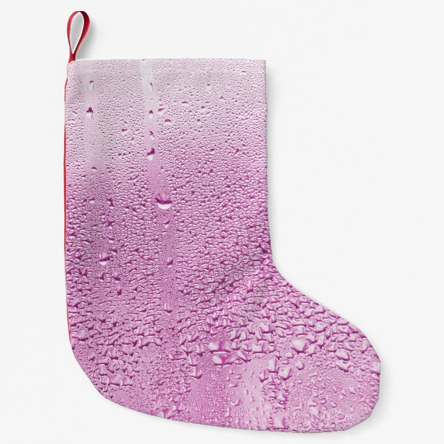 Texture of a drop of rain on a glass wet transpare small christmas stocking (Front)