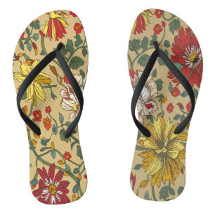 Texture of flowers flip flops