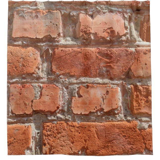 Texture of old weathered brick. Background of old  Shower Curtain (Front)