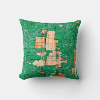 Texture of old wooden fence with shabby paint. Gre Cushion