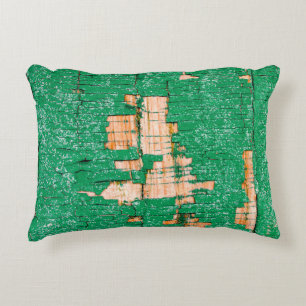 Texture of old wooden fence with shabby paint. Gre Decorative Cushion