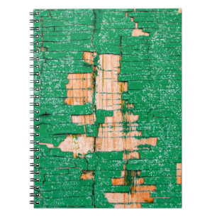Texture of old wooden fence with shabby paint. Gre Notebook