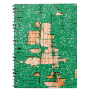 Texture of old wooden fence with shabby paint. Gre Notebook