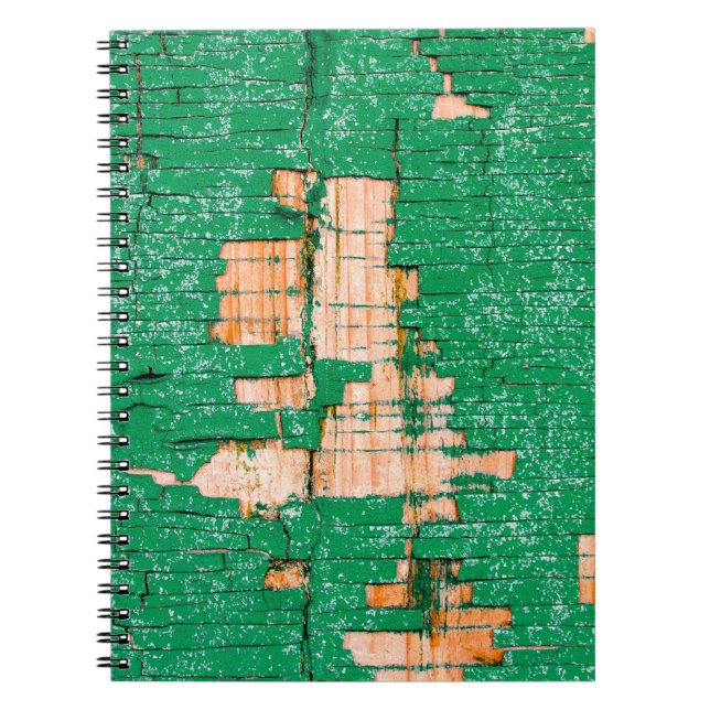 Texture of old wooden fence with shabby paint. Gre Notebook (Front)