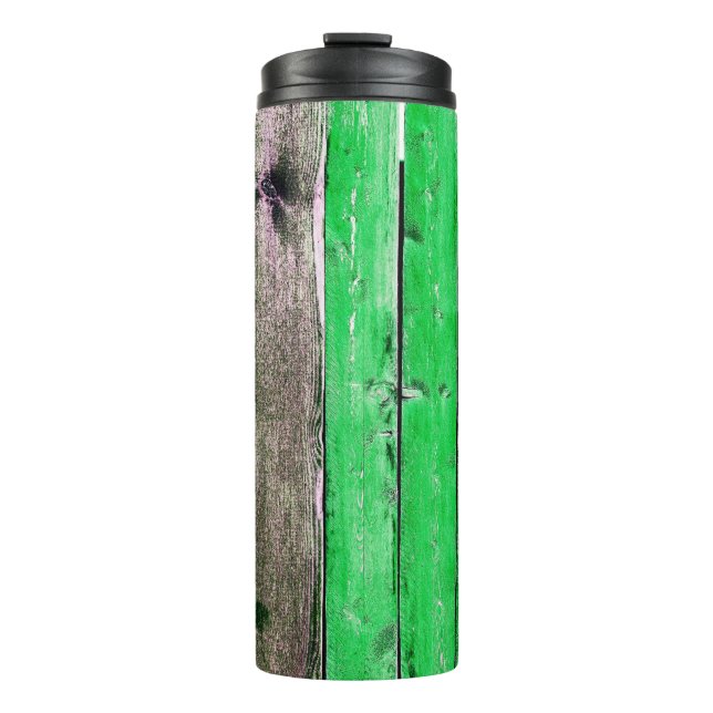 Texture of old wooden fenceabstract,backgrounds,br thermal tumbler (Front)