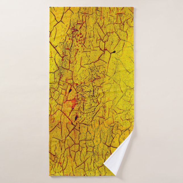 Texture of old yellow paint crackedabstract,aged,a bath towel (Bath Towel)
