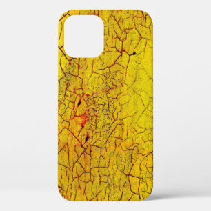 Texture of old yellow paint crackedabstract,aged,a iPhone 12 case