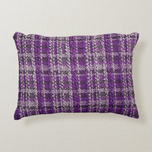 Texture of purple tartan fabric useful as a backgr decorative cushion
