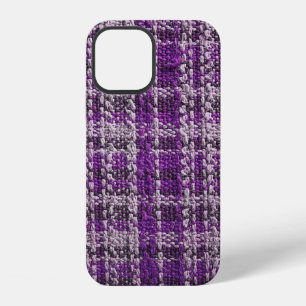 Texture of purple tartan fabric useful as a backgr iPhone 12 case