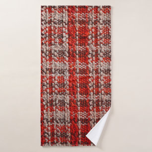 Texture of red tartan fabric useful as a backgroun bath towel