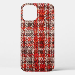 Texture of red tartan fabric useful as a backgroun iPhone 12 case