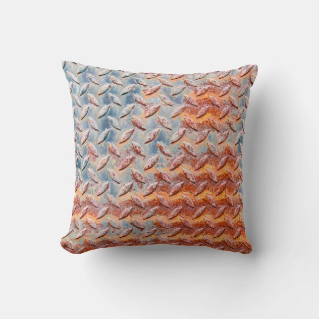 Texture of rusty metal mesh. Closeup Rusty metal p Cushion (Front)
