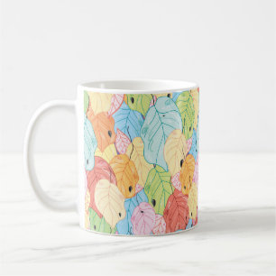 texture of the bright coloured leaves coffee mug