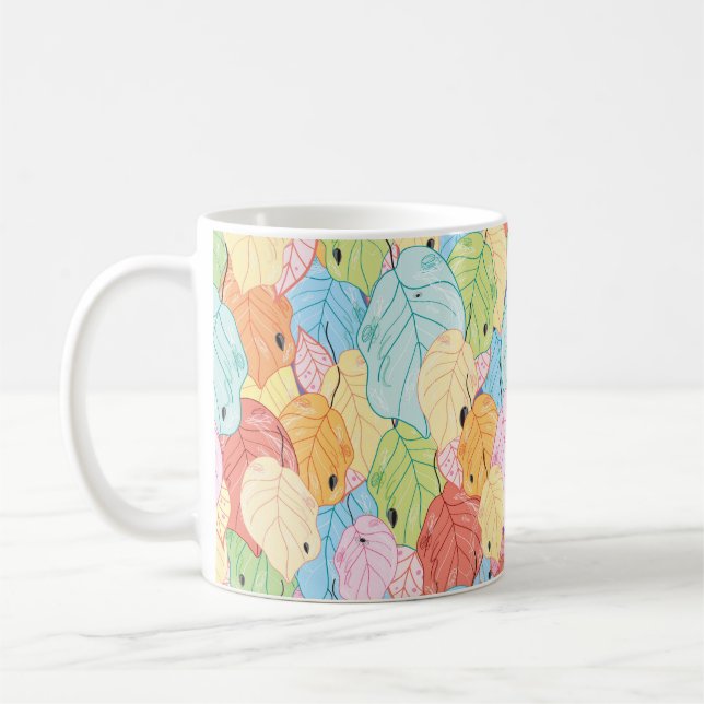 texture of the bright coloured leaves coffee mug (Left)