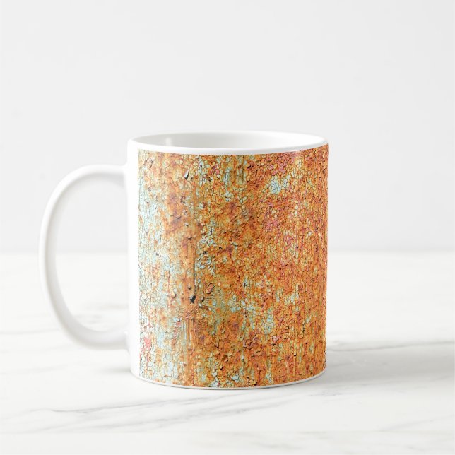 Texture of the old painted metalabstract, age, anc coffee mug (Left)