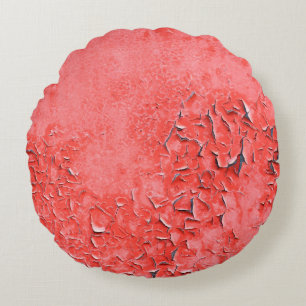 Texture of vintage rust painted iron wall backgrou round cushion