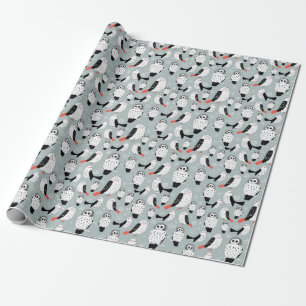 Texture Of White Owls Wrapping Paper