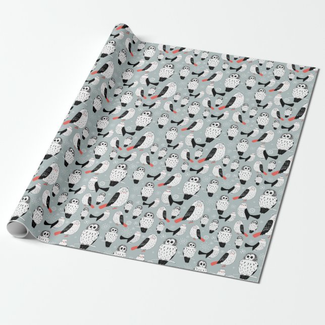 Texture Of White Owls Wrapping Paper (Unrolled)