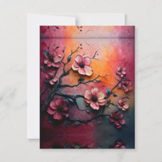 Texture Painted Cherry Bossoms Holiday Card