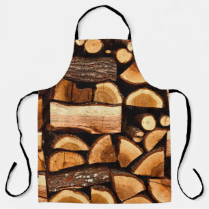 Texture. Pile of chopped fire wood stored, winterw Apron