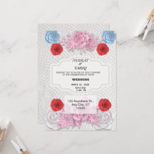 Texture Simple Floral Islamic Wedding Invitation