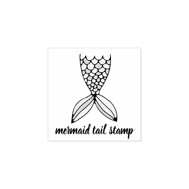 Texture Sketch Mermaid tail Rubber Stamp (Imprint)