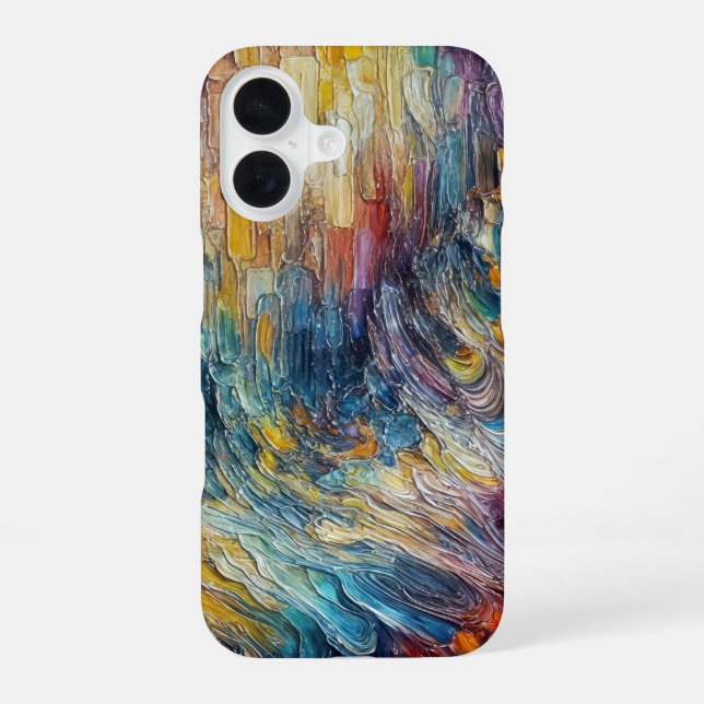 Texture Thick Paint Abstract iPhone 16 Case (Back)
