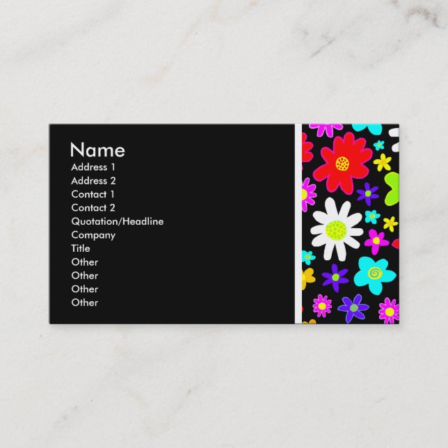 Texture Tone (Cartoon Flowers) II Business Card (Front)