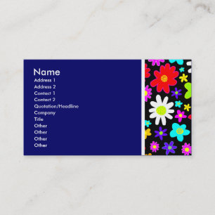 Texture Tone (Cartoon Flowers) II Dark Blue Business Card