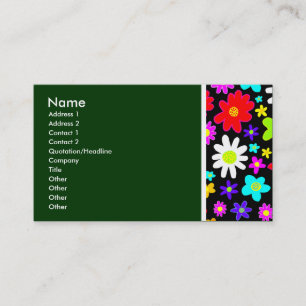 Texture Tone (Cartoon Flowers) II - Dark Green Business Card