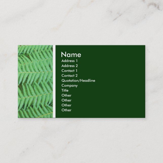 Texture Tone (Ferns) Business Card (Front)
