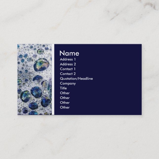Texture Tone (Soap Suds) - Navy Blue Business Card (Front)