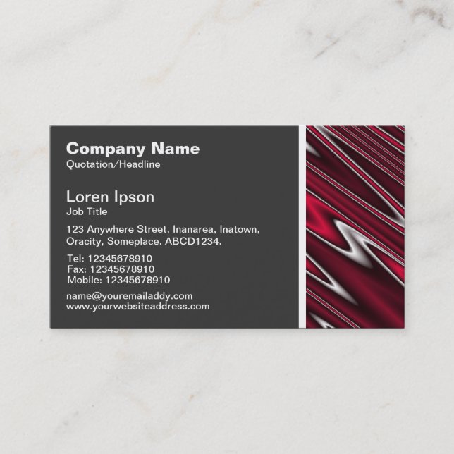 Texture Tone - Wavy Red Abstract Business Card (Front)