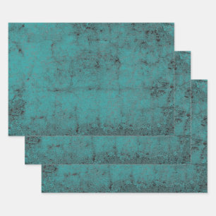 Texture Vintage Teal Black Chic Decoupage Wrapping Paper Sheet