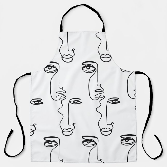 Texture with abstract faces. One continuous line p Apron (Front)