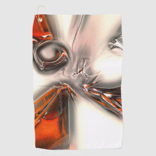 Texture with intense orange and pearly or metallic golf towel