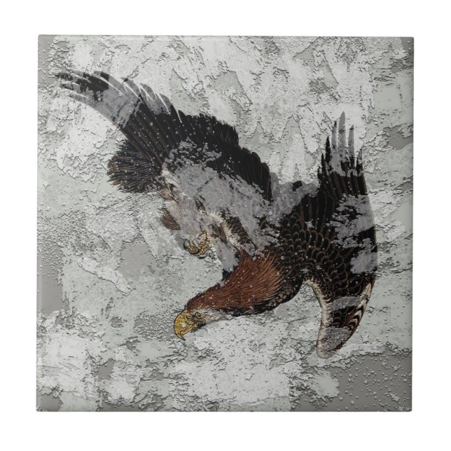 Texture with Japanese eagle Ceramic Tile (Front)
