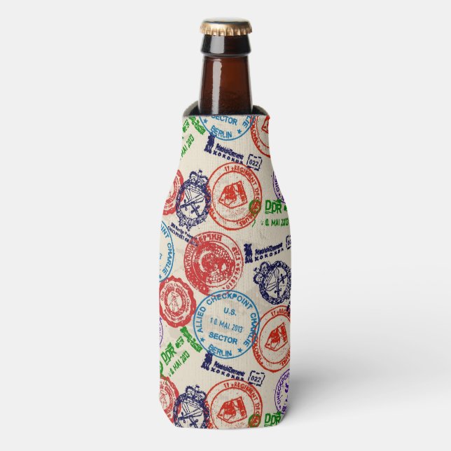 Texture with real stamps. bottle cooler (Bottle Front)