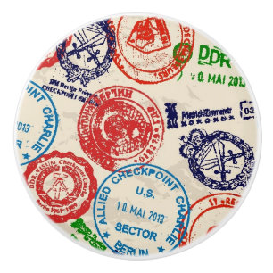 Texture with real stamps. ceramic knob
