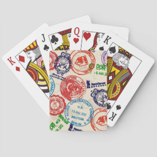 Texture with real stamps. playing cards