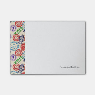 Texture with real stamps. post-it notes