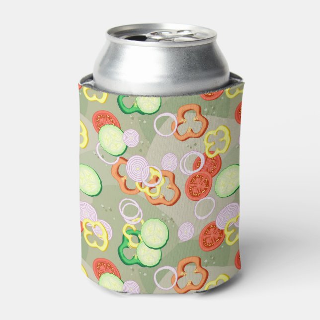 Texture With Slices Of Vegetables Can Cooler (Can Front)