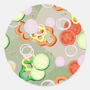 Texture With Slices Of Vegetables Classic Round Sticker