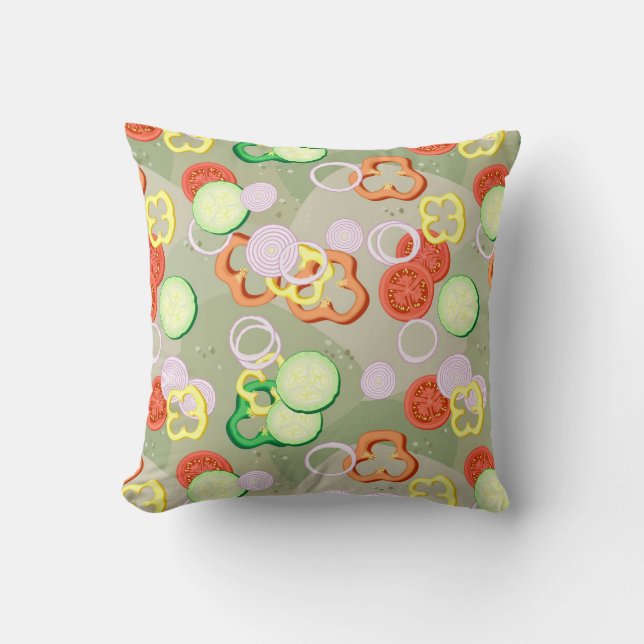Texture With Slices Of Vegetables Cushion (Front)