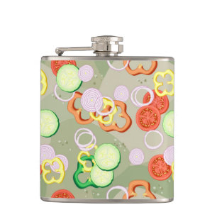 Texture With Slices Of Vegetables Hip Flask